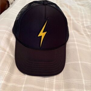 Aviator Nation Black Cap with Yellow Lightning Bolt
